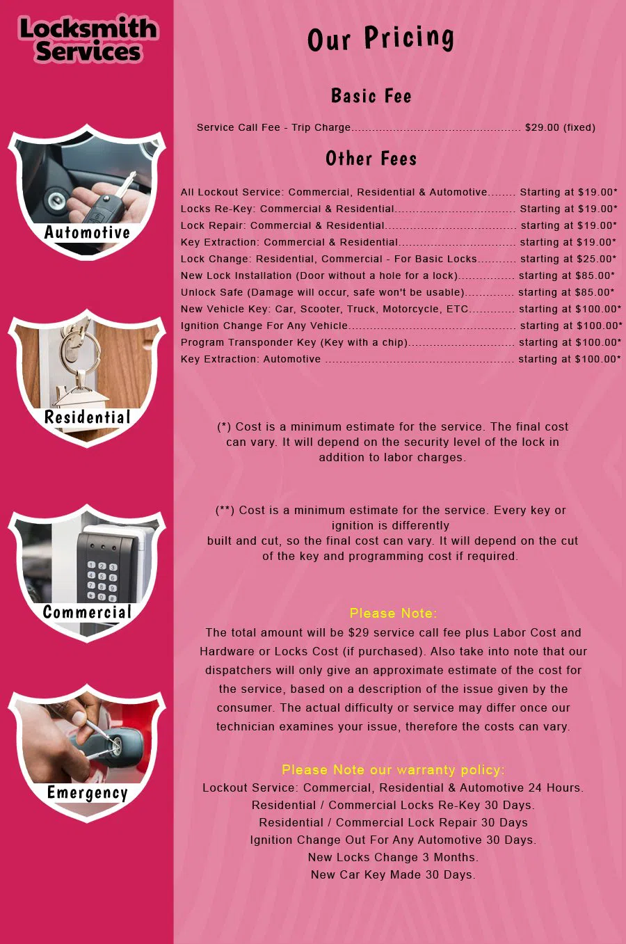 Fanwood NJ Locksmith Store Fanwood, NJ 908-428-4562 - price-list-c-18